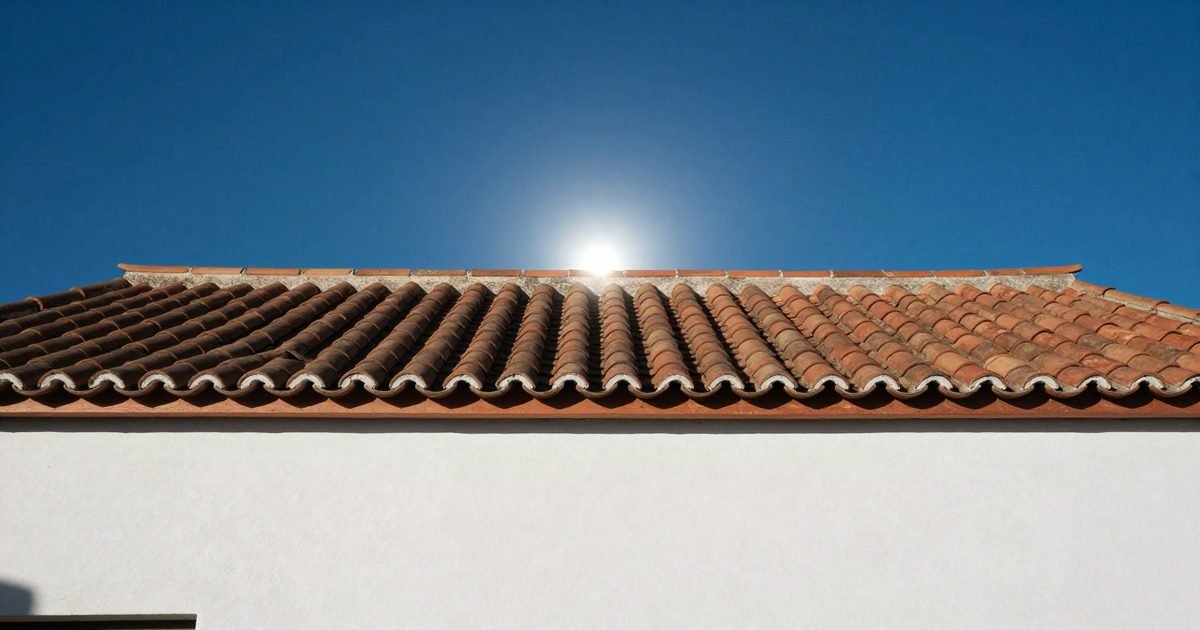 Tejado orientado al sur sin placas solares a pleno sol