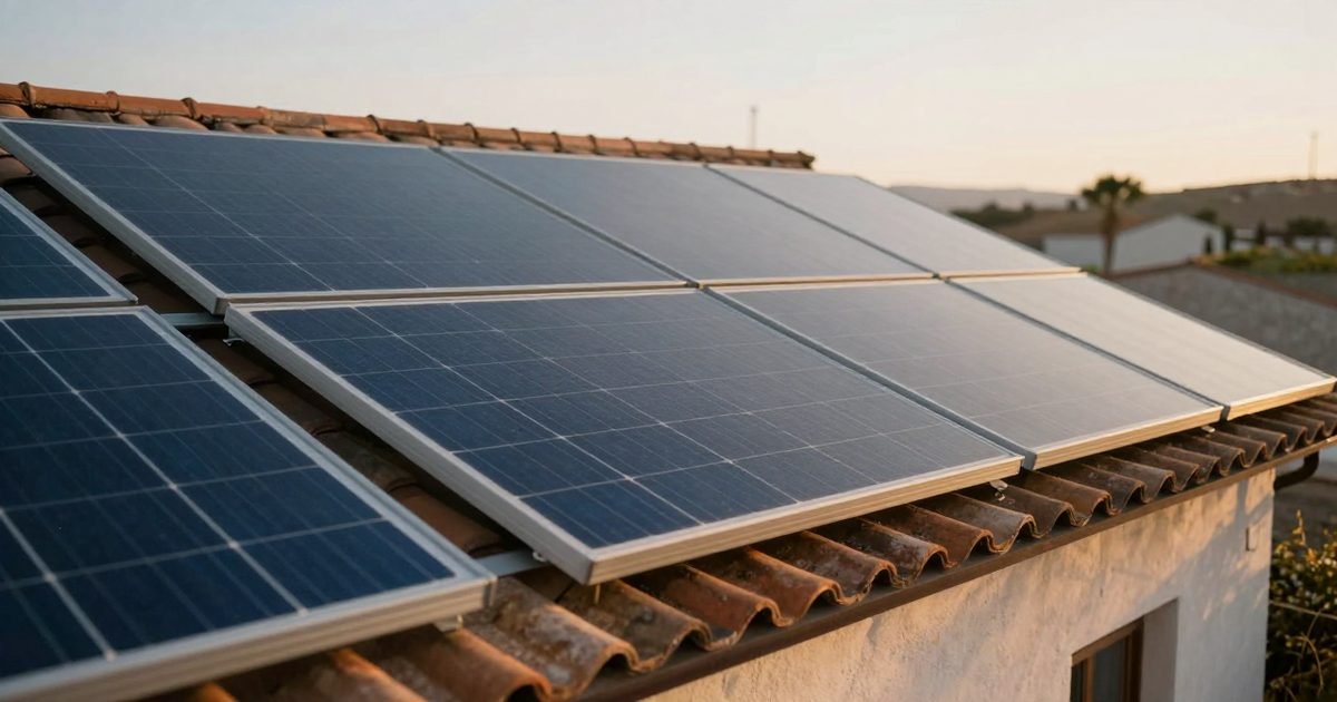 Paneles solares antiguos junto a otros nuevos en un tejado