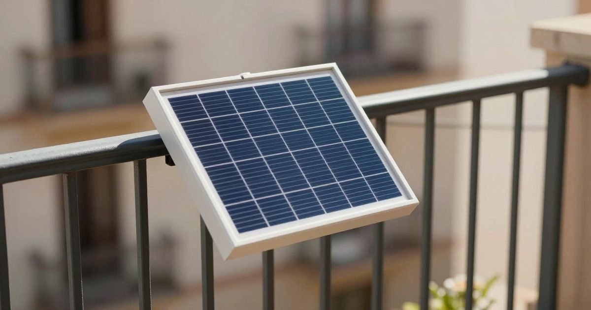 Kit solar enchufable en la barandilla de un balcón