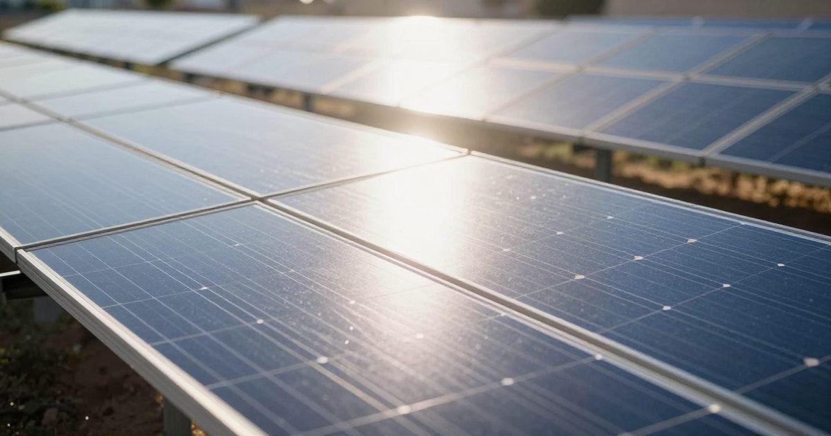Paneles solares a pleno sol de mediodía